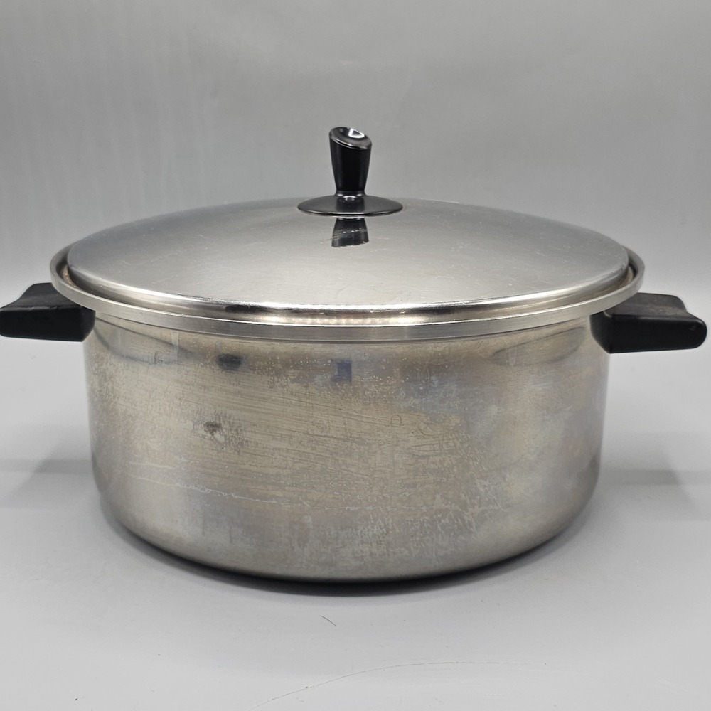 Vintage Regal Pyro 3 Ply 18-8 Stainless Steel 5 Qt Stock Pot & Lid Made USA